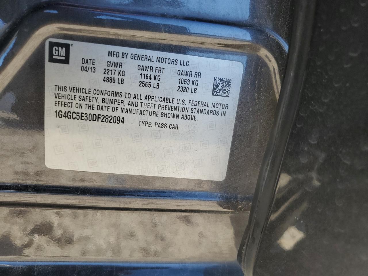 2013 Buick Lacrosse VIN: 1G4GC5E30DF282094 Lot: 82729515