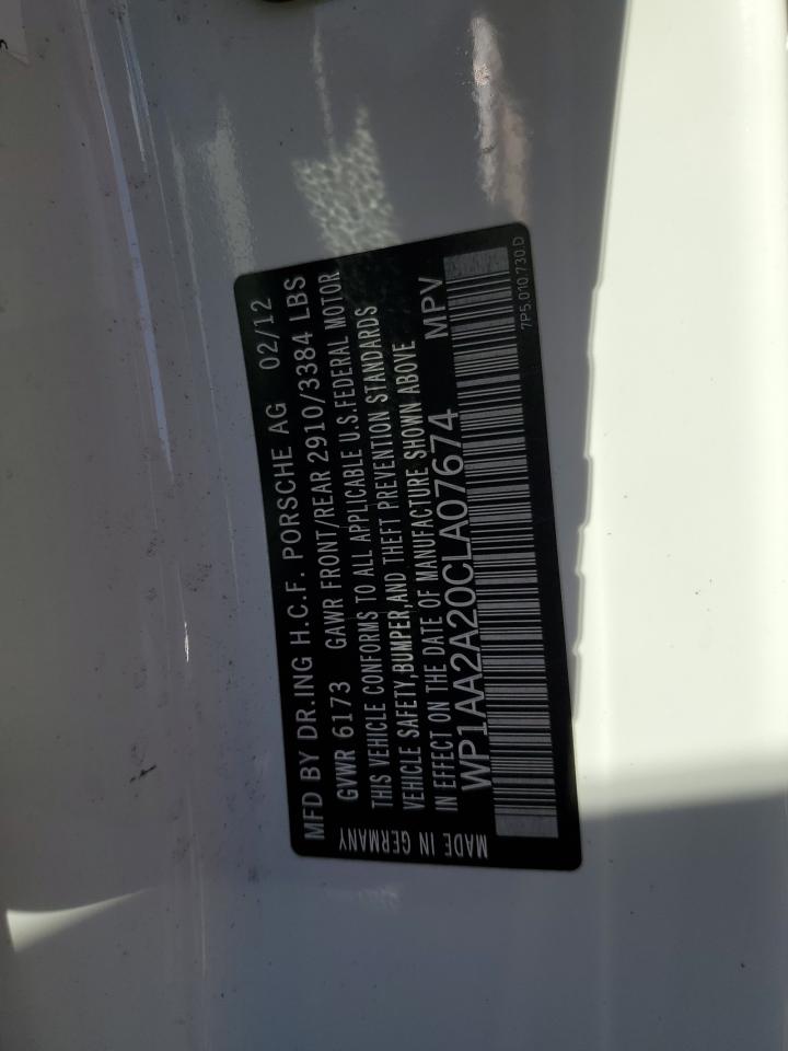 2012 Porsche Cayenne VIN: WP1AA2A20CLA07674 Lot: 82480365