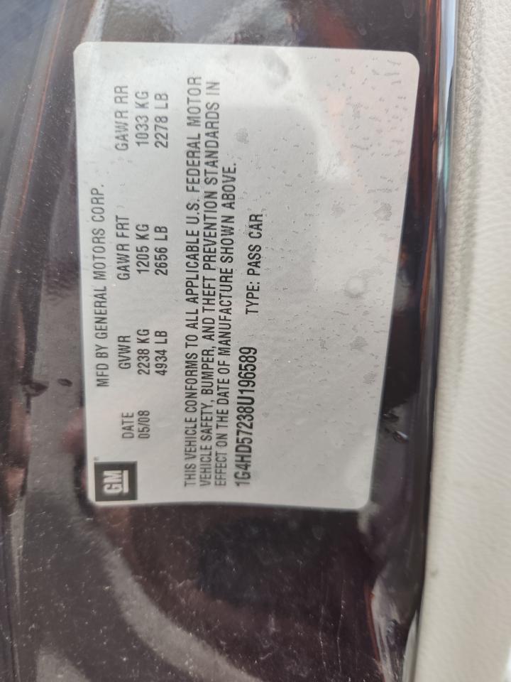 2008 Buick Lucerne Cxl VIN: 1G4HD57238U196589 Lot: 86299295
