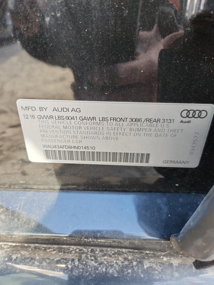 2017 Audi A8 L Quattro VIN: WAU43AFD8HN014510 Lot: 81477255