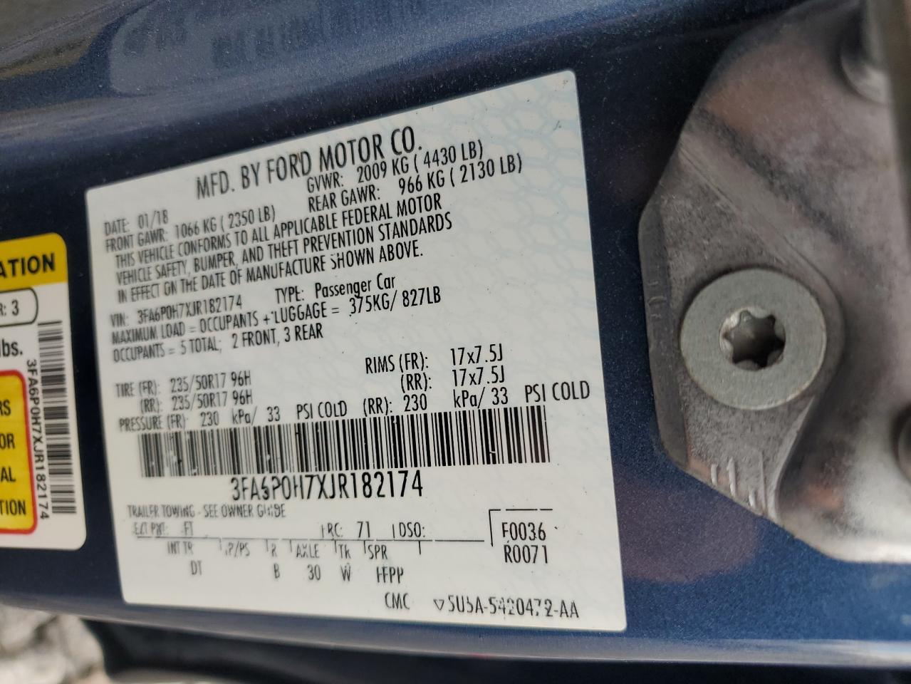 2018 Ford Fusion Se VIN: 3FA6P0H7XJR182174 Lot: 90626965