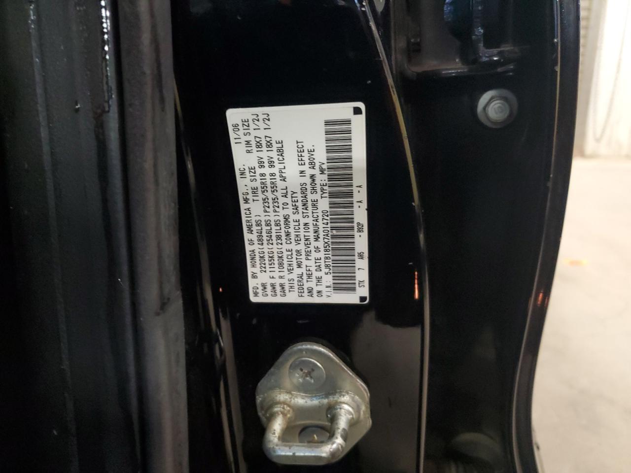 2007 Acura Rdx Technology VIN: 5J8TB185X7A014720 Lot: 89906525