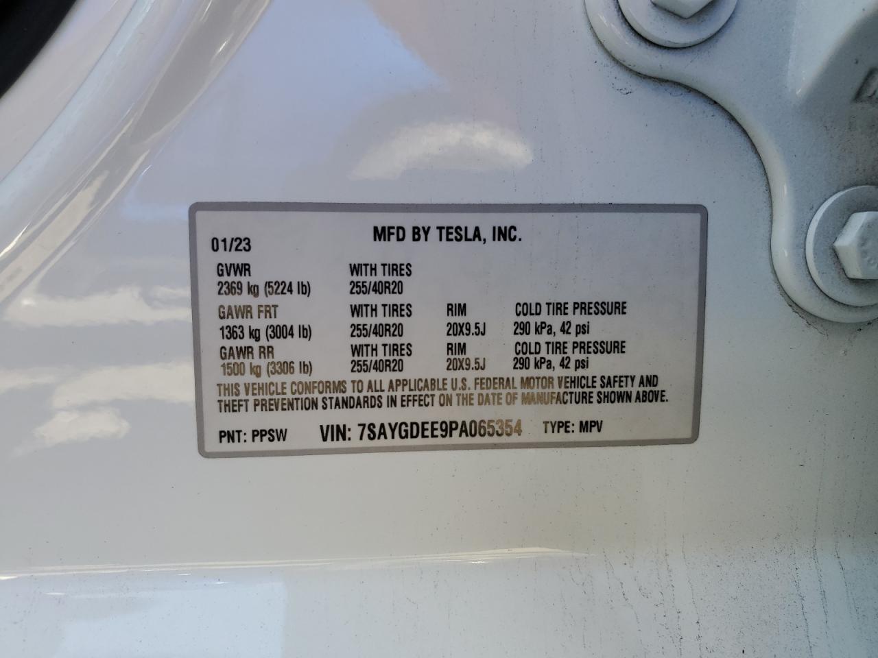 2023 Tesla Model Y VIN: 7SAYGDEE9PA065354 Lot: 82654175