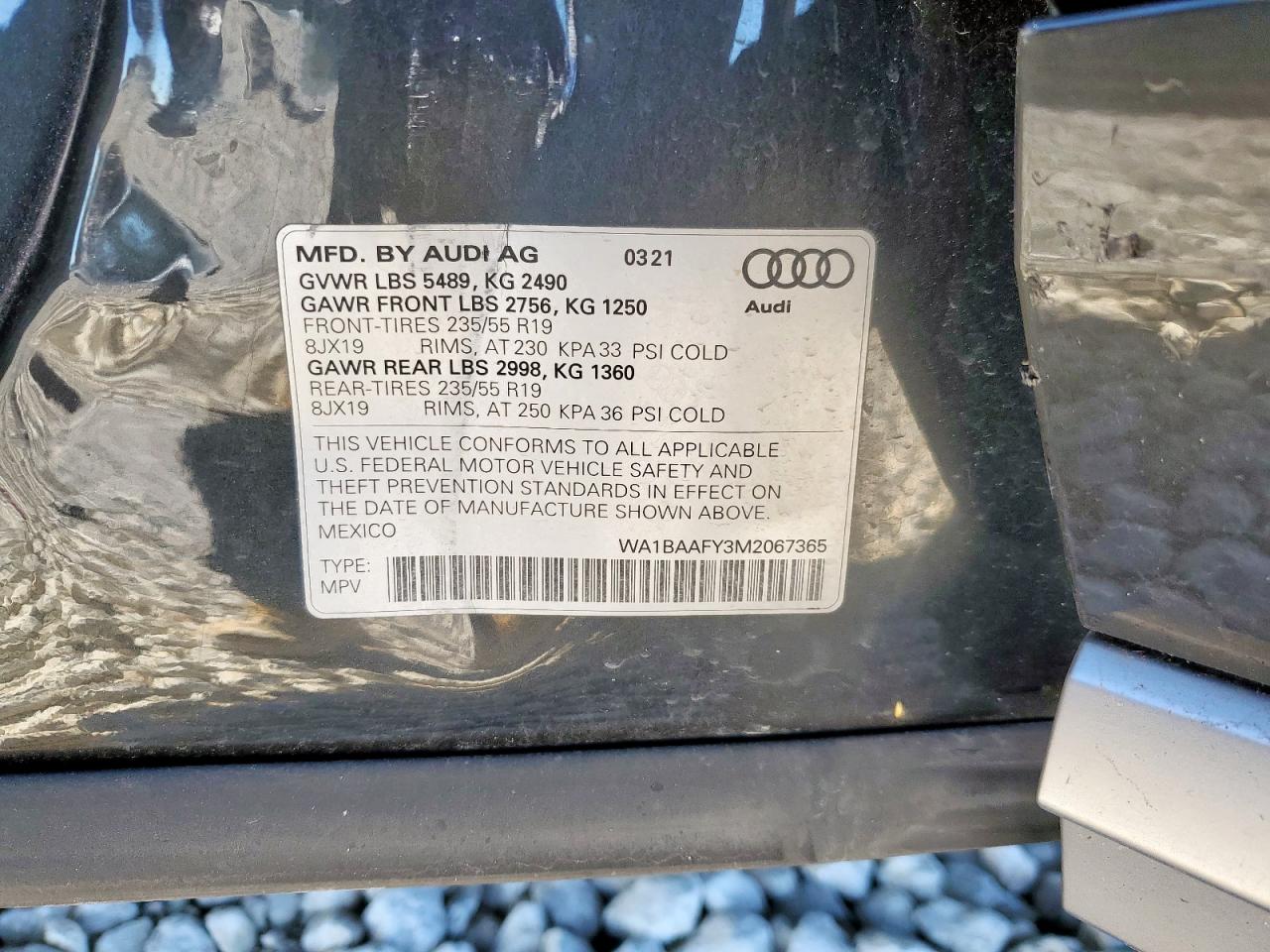 2021 Audi Q5 Premium Plus VIN: WA1BAAFY3M2067365 Lot: 90053525