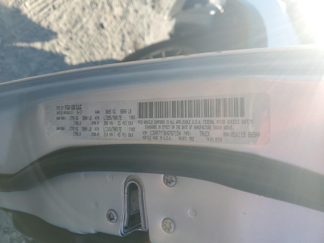 2017 Ram 1500 Rebel VIN: 1C6RR7YT8HS767154 Lot: 86802415