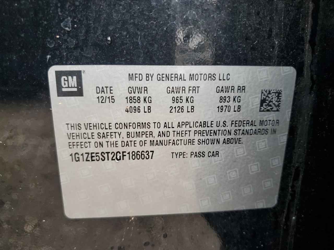 2016 Chevrolet Malibu Lt VIN: 1G1ZE5ST2GF186637 Lot: 85363695