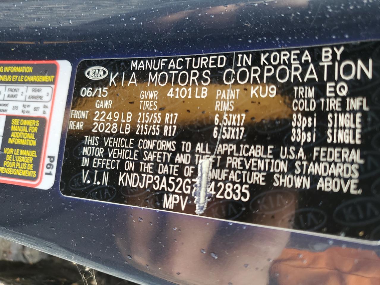 2016 Kia Soul + VIN: KNDJP3A52G7242835 Lot: 84779995