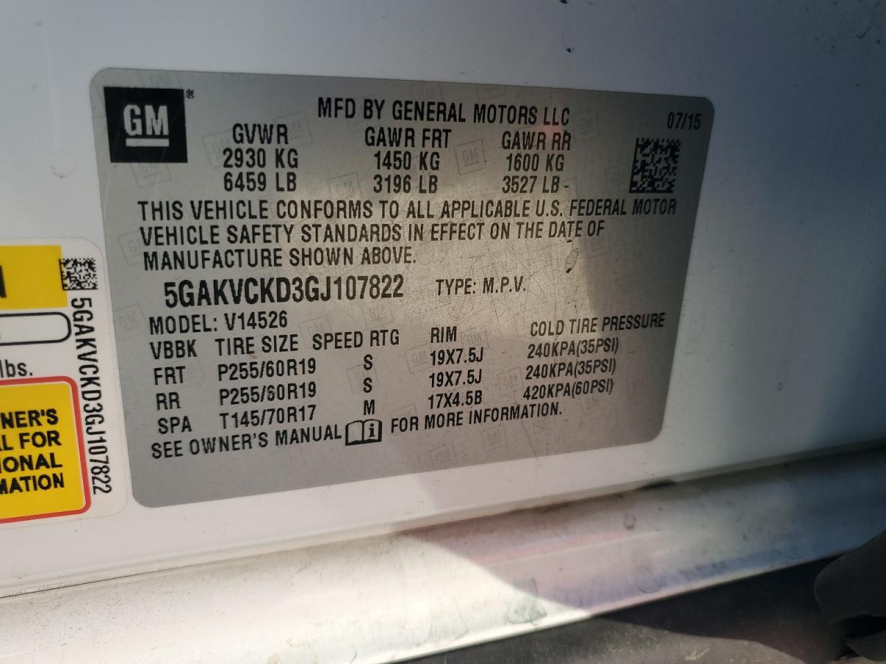 2016 Buick Enclave VIN: 5GAKVCKD3GJ107822 Lot: 81952915