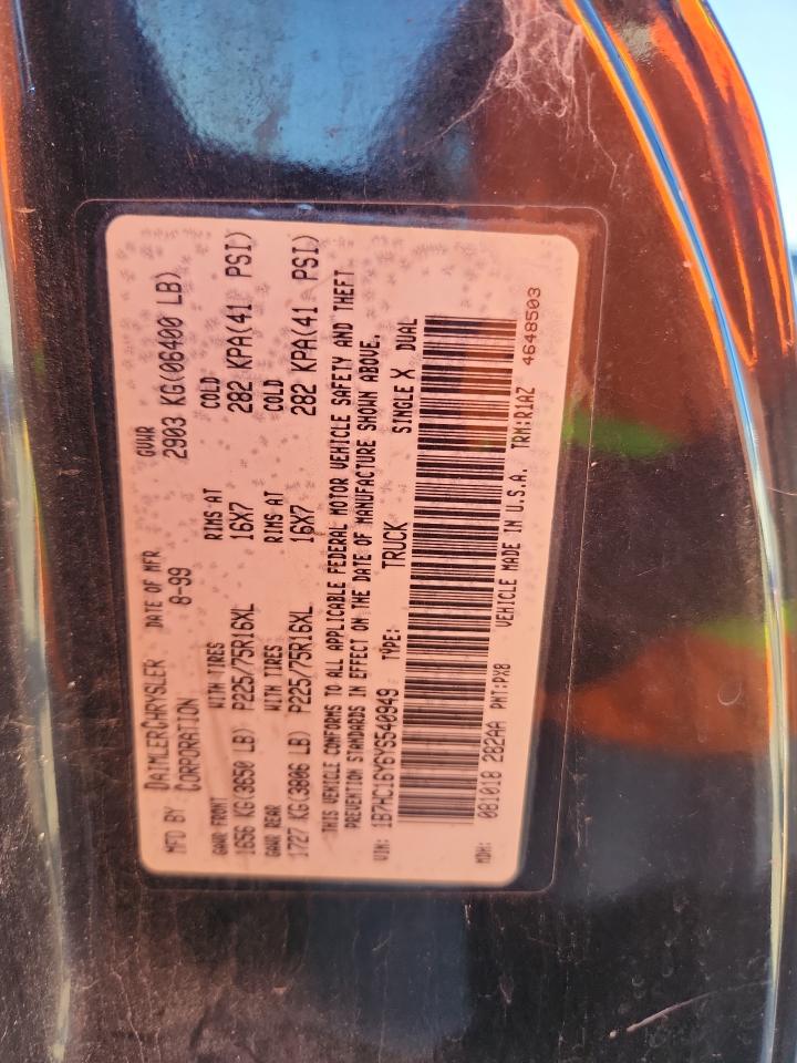 2000 Dodge Ram 1500 VIN: 1B7HC16Y6YS540949 Lot: 87235195