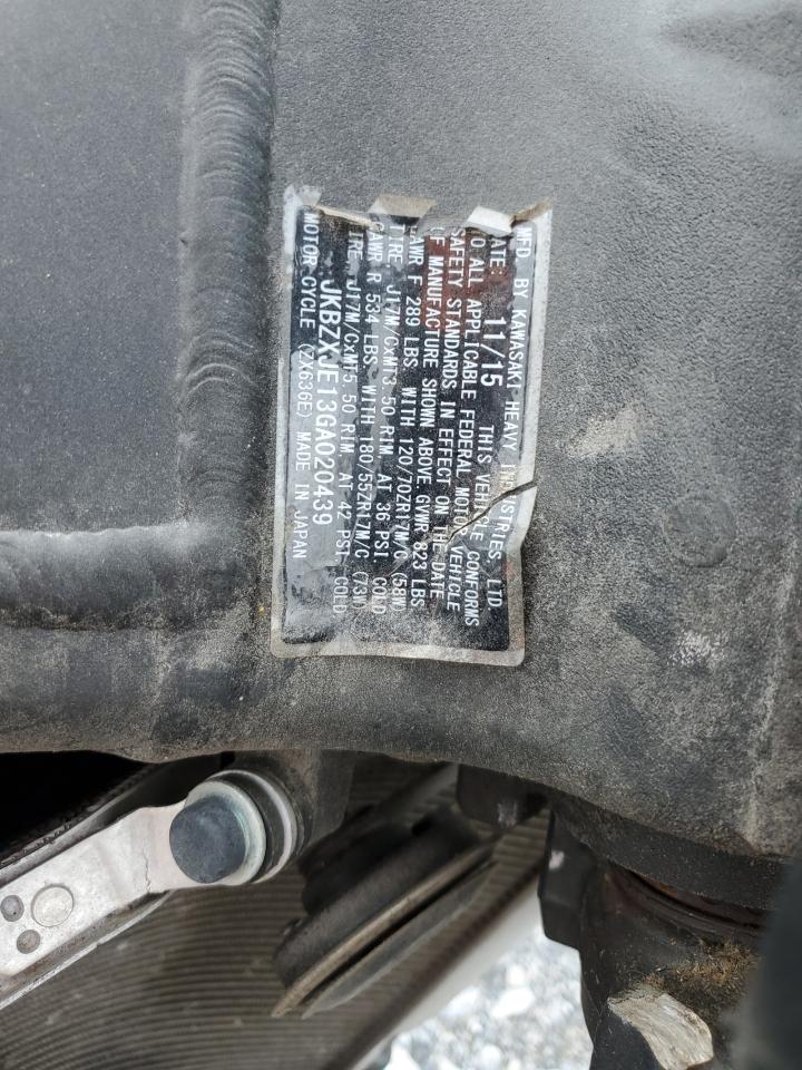 2016 Kawasaki Zx636 E VIN: JKBZXJE13GA020439 Lot: 85351355