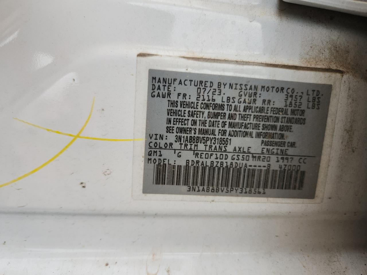 2023 Nissan Sentra S VIN: 3N1AB8BV5PY318561 Lot: 82142495