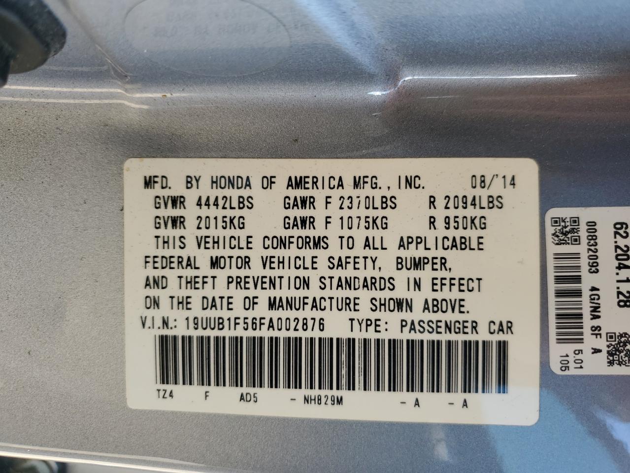 2015 Acura Tlx Tech VIN: 19UUB1F56FA002876 Lot: 90317095