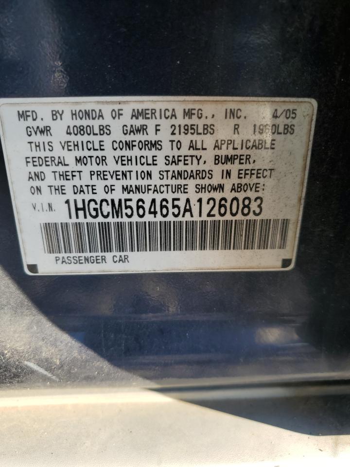 2005 Honda Accord Lx VIN: 1HGCM56465A126083 Lot: 86173575