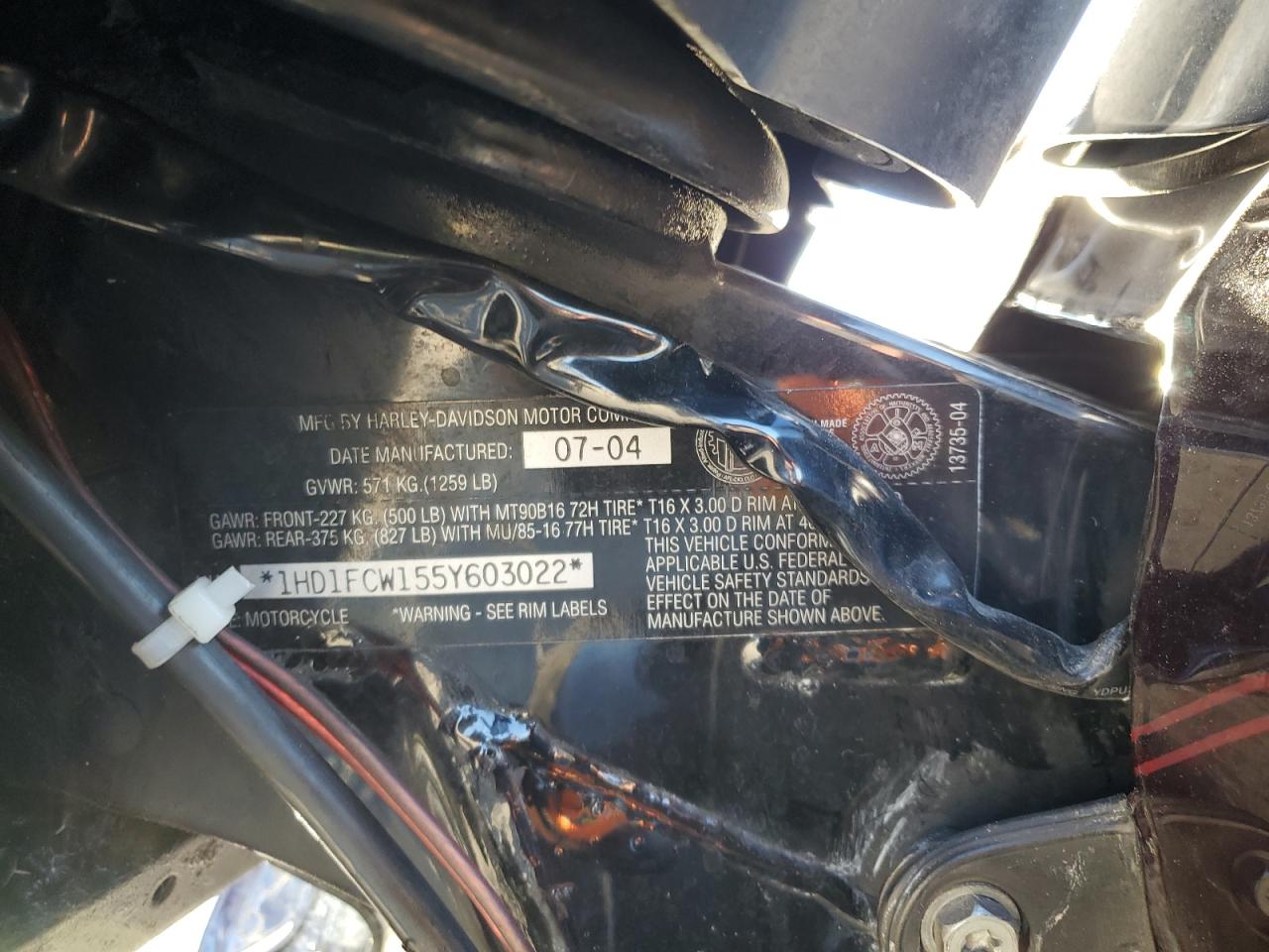 2005 Harley-Davidson Flhtcui VIN: 1HD1FCW155Y603022 Lot: 90507575