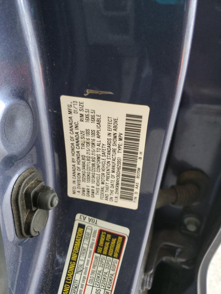 2013 Honda Cr-V Lx VIN: 2HKRM4H36DH625951 Lot: 85319765