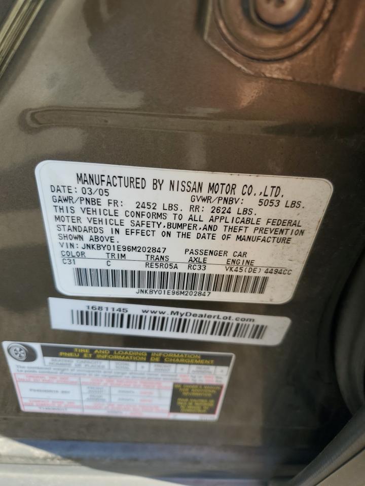 2006 Infiniti M45 Base VIN: JNKBY01E96M202847 Lot: 82442425
