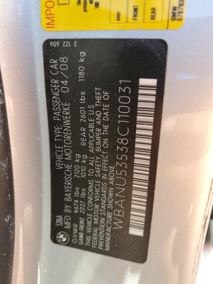 2008 BMW 528 I VIN: WBANU53538C110031 Lot: 84761865