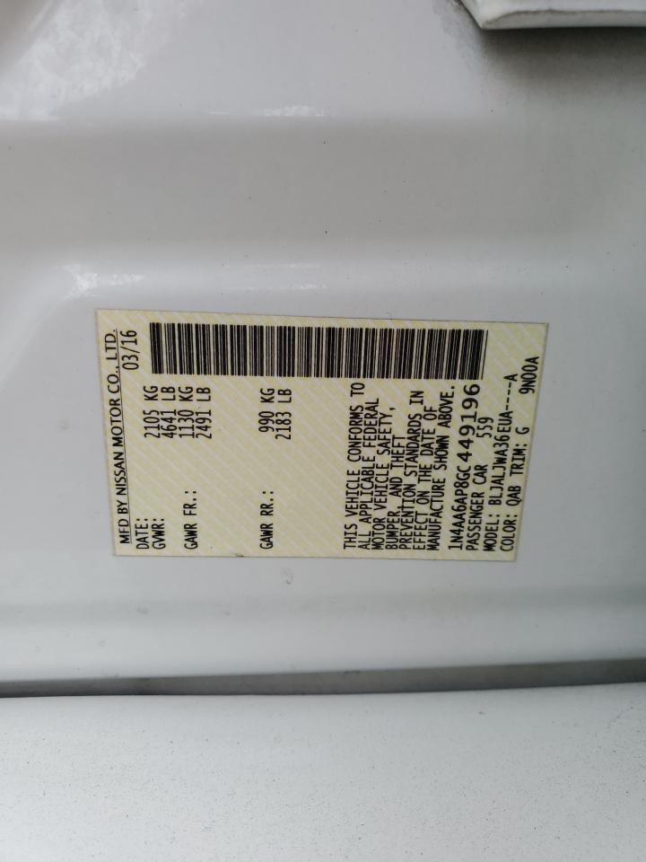 2016 Nissan Maxima 3.5S VIN: 1N4AA6AP8GC449196 Lot: 87202435