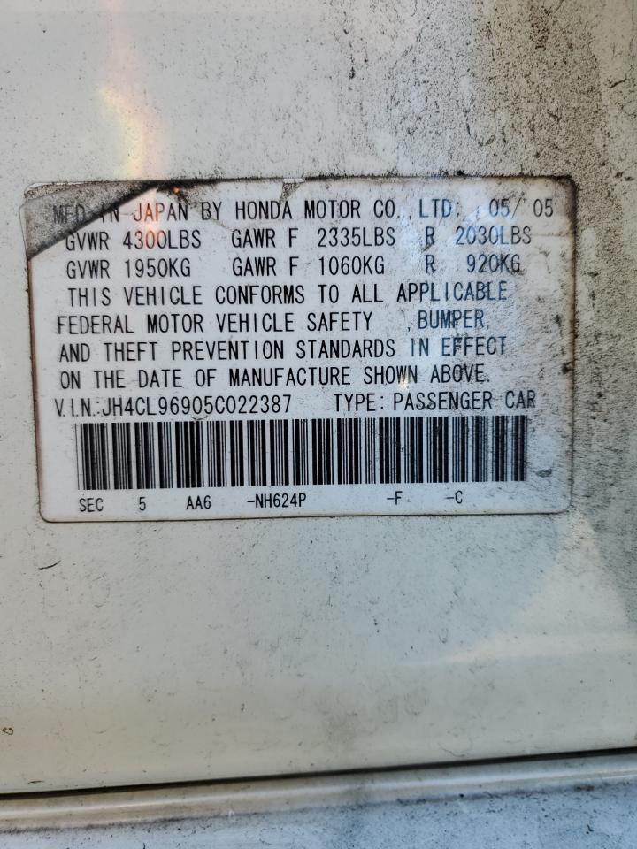 2005 Acura Tsx VIN: JH4CL96905C022387 Lot: 85889415