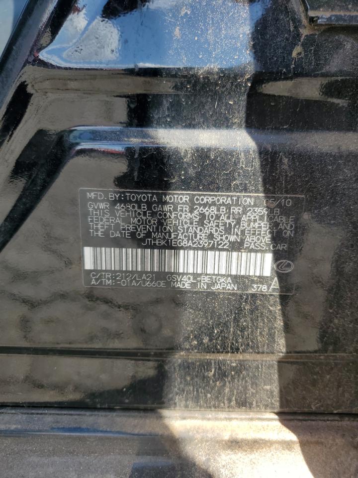 2010 Lexus Es 350 VIN: JTHBK1EG8A2397122 Lot: 85286485