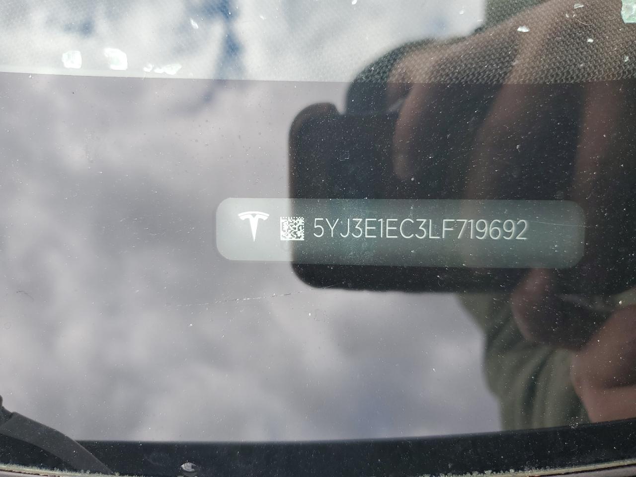 2020 Tesla Model 3 VIN: 5YJ3E1EC3LF719692 Lot: 89686675
