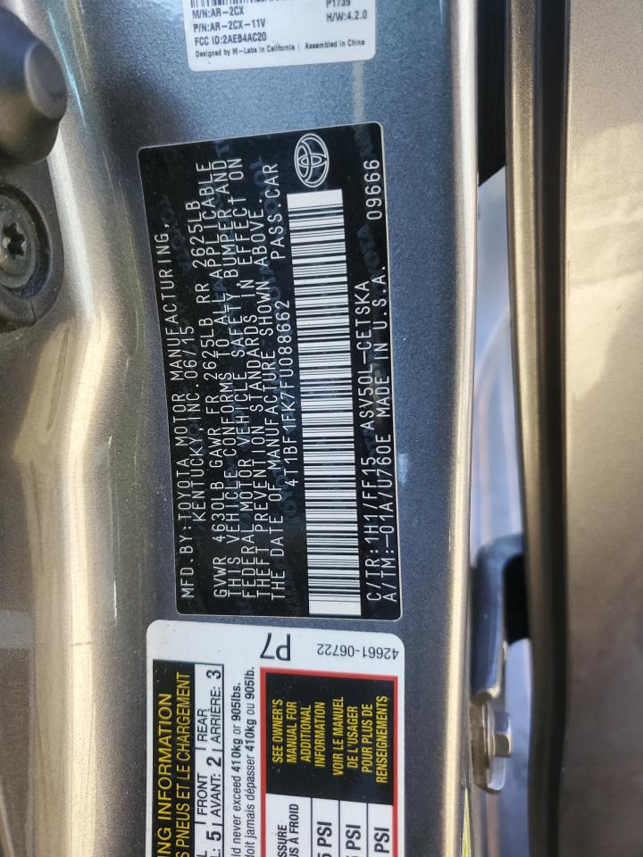 2015 Toyota Camry Le VIN: 4T1BF1FK7FU088662 Lot: 82300365