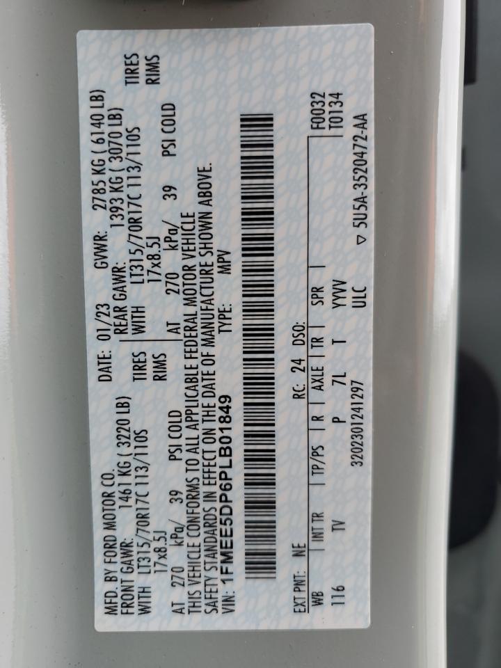 2023 Ford Bronco Base VIN: 1FMEE5DP6PLB01849 Lot: 90427355