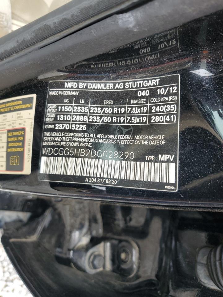 2013 Mercedes-Benz Glk 350 VIN: WDCGG5HB2DG028290 Lot: 89888935