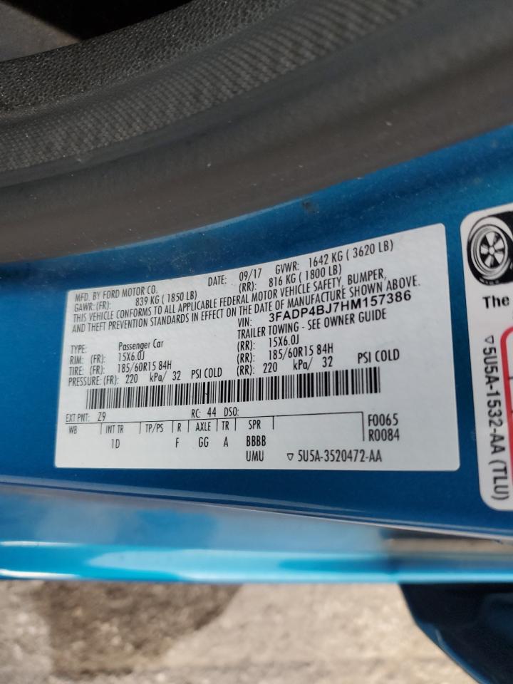 2017 Ford Fiesta Se VIN: 3FADP4BJ7HM157386 Lot: 86288095