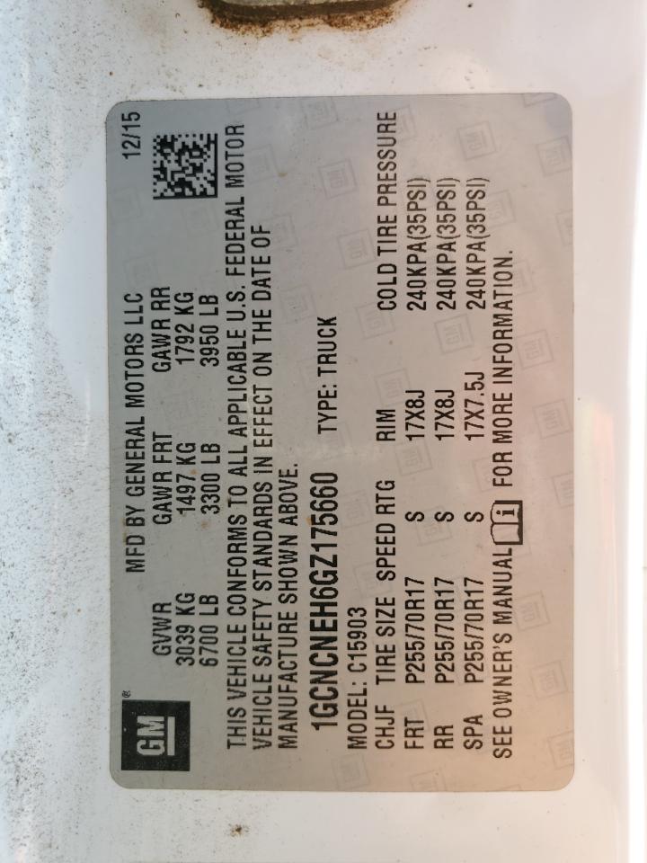 2016 Chevrolet Silverado C1500 VIN: 1GCNCNEH6GZ175660 Lot: 82157985