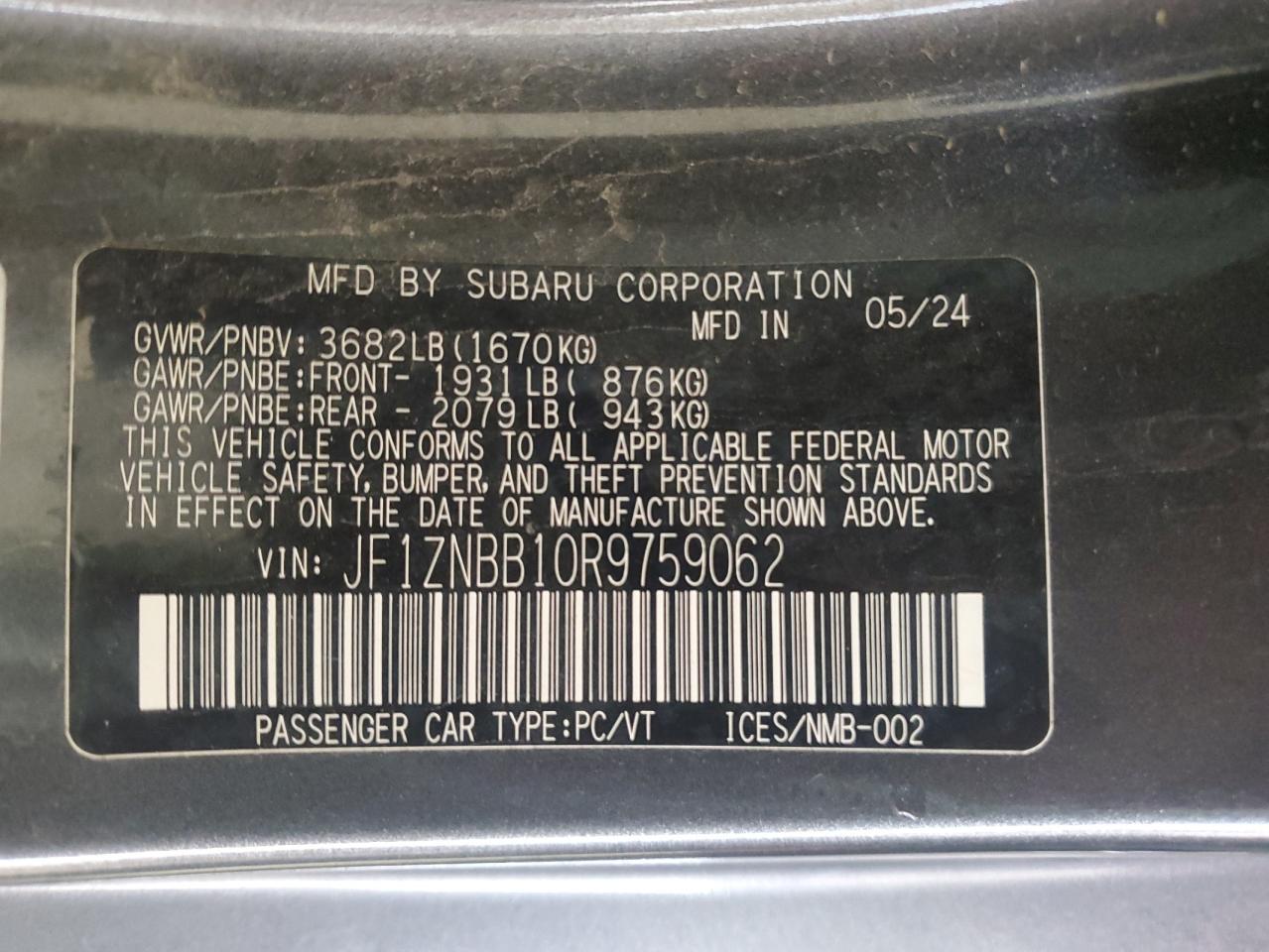 2024 Toyota Gr 86 VIN: JF1ZNBB10R9759062 Lot: 85723435