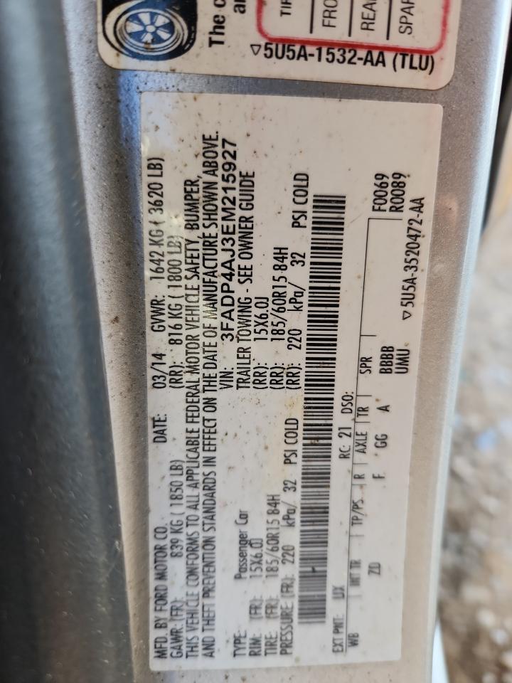 2014 Ford Fiesta S VIN: 3FADP4AJ3EM215927 Lot: 85175485