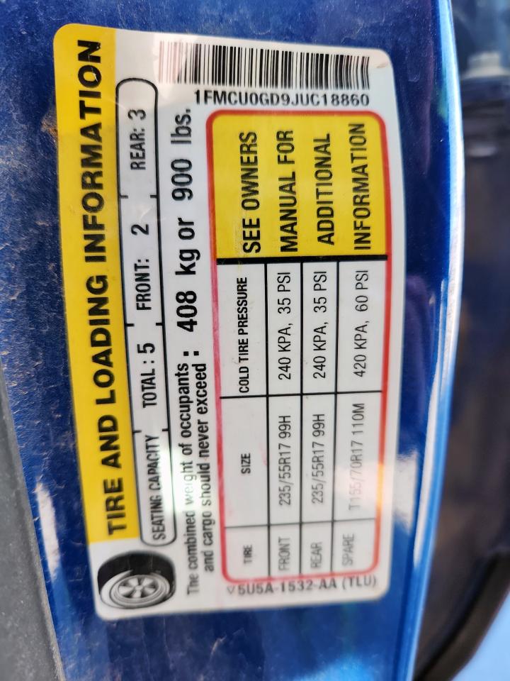 2018 Ford Escape Se VIN: 1FMCU0GD9JUC18860 Lot: 90381765