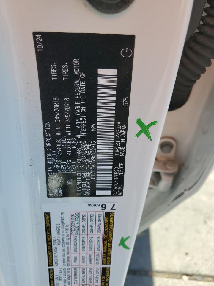 2025 Toyota Land Cruiser Base VIN: JTEABFAJ5SK022913 Lot: 89869795