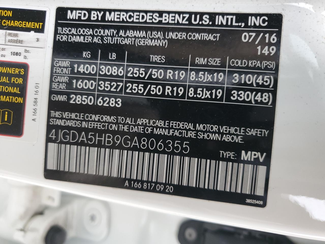 2016 Mercedes-Benz Gle 350 4Matic VIN: 4JGDA5HB9GA806355 Lot: 90459535