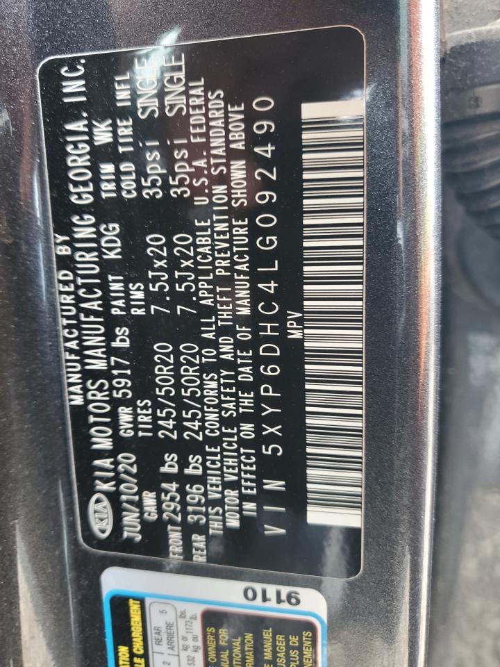 2020 Kia Telluride S VIN: 5XYP6DHC4LG092490 Lot: 85096635