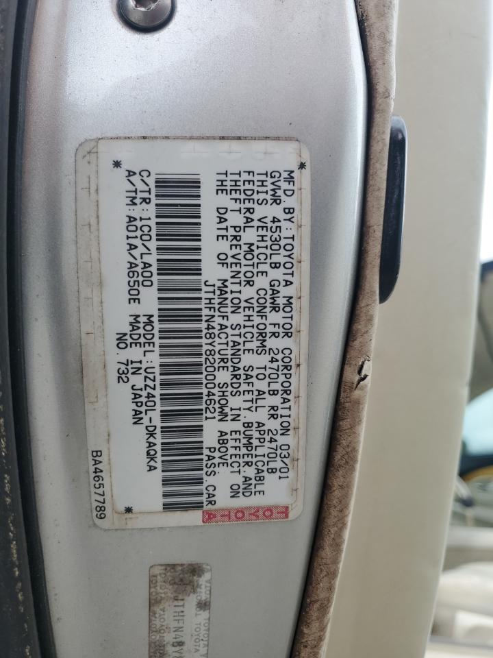 2002 Lexus Sc 430 VIN: JTHFN48Y820004621 Lot: 85711035