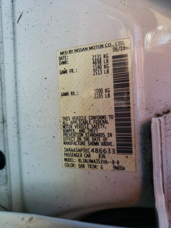 2014 Nissan Maxima S VIN: 1N4AA5AP3EC486633 Lot: 86841645