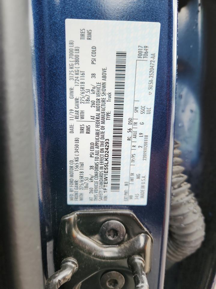 2020 Ford F150 Supercrew VIN: 1FTEW1E55LKD24293 Lot: 86259335