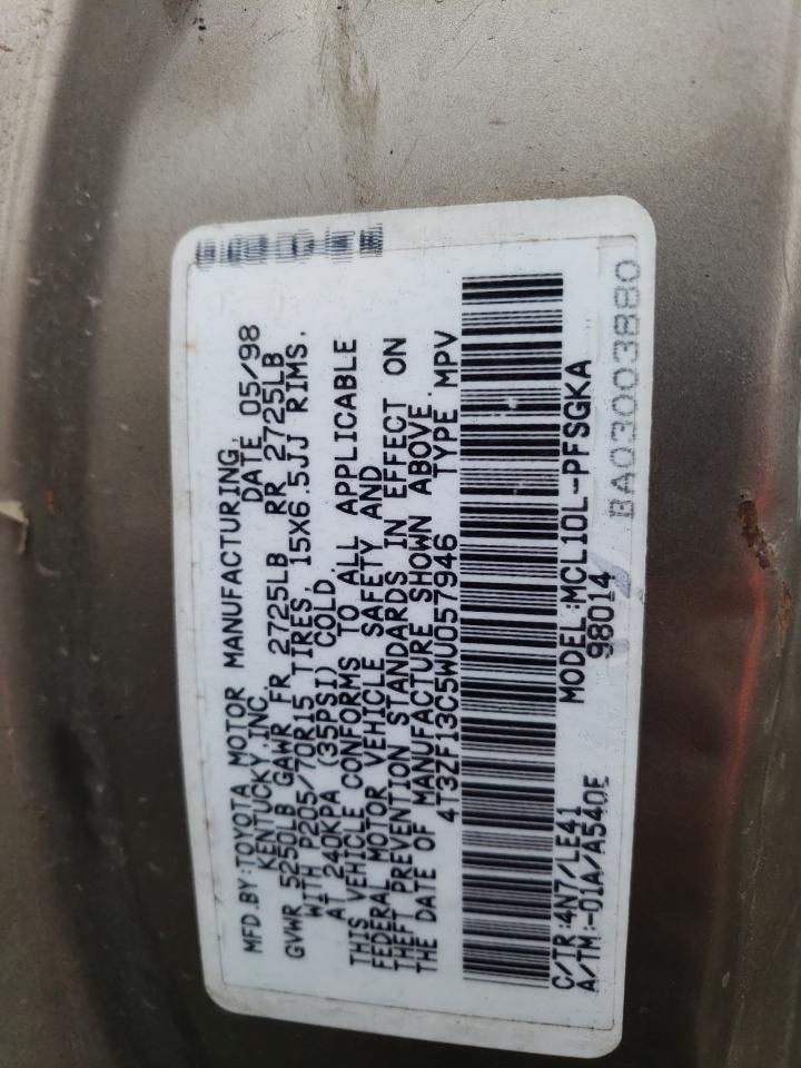 1998 Toyota Sienna Le VIN: 4T3ZF13C5WU057946 Lot: 82632275