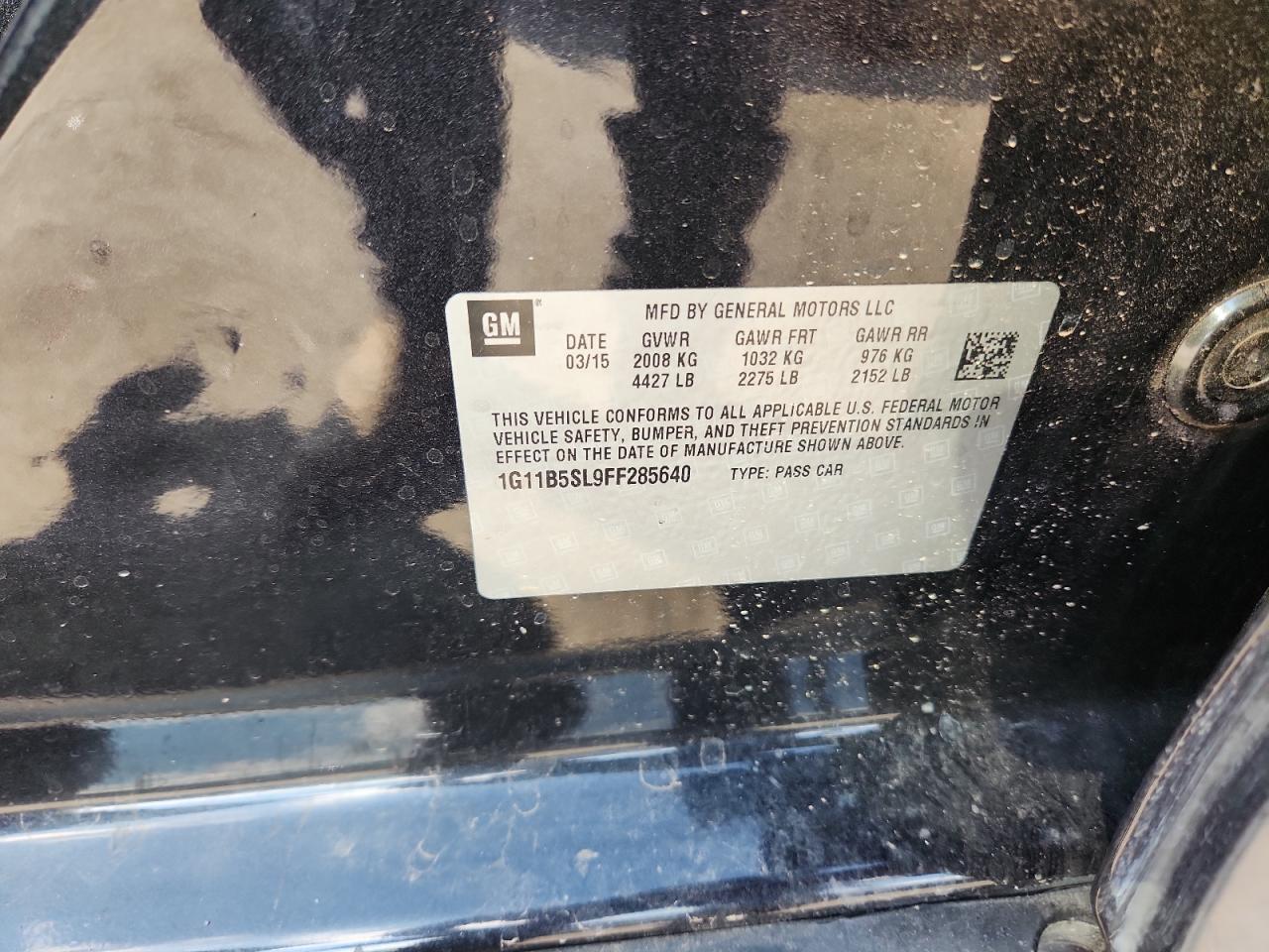 2015 Chevrolet Malibu Ls VIN: 1G11B5SL9FF285640 Lot: 82276285
