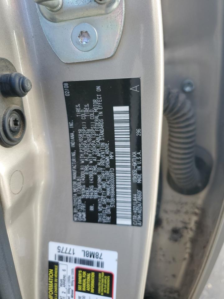 2008 Toyota Sequoia Limited VIN: 5TDBY68A88S009913 Lot: 85741545