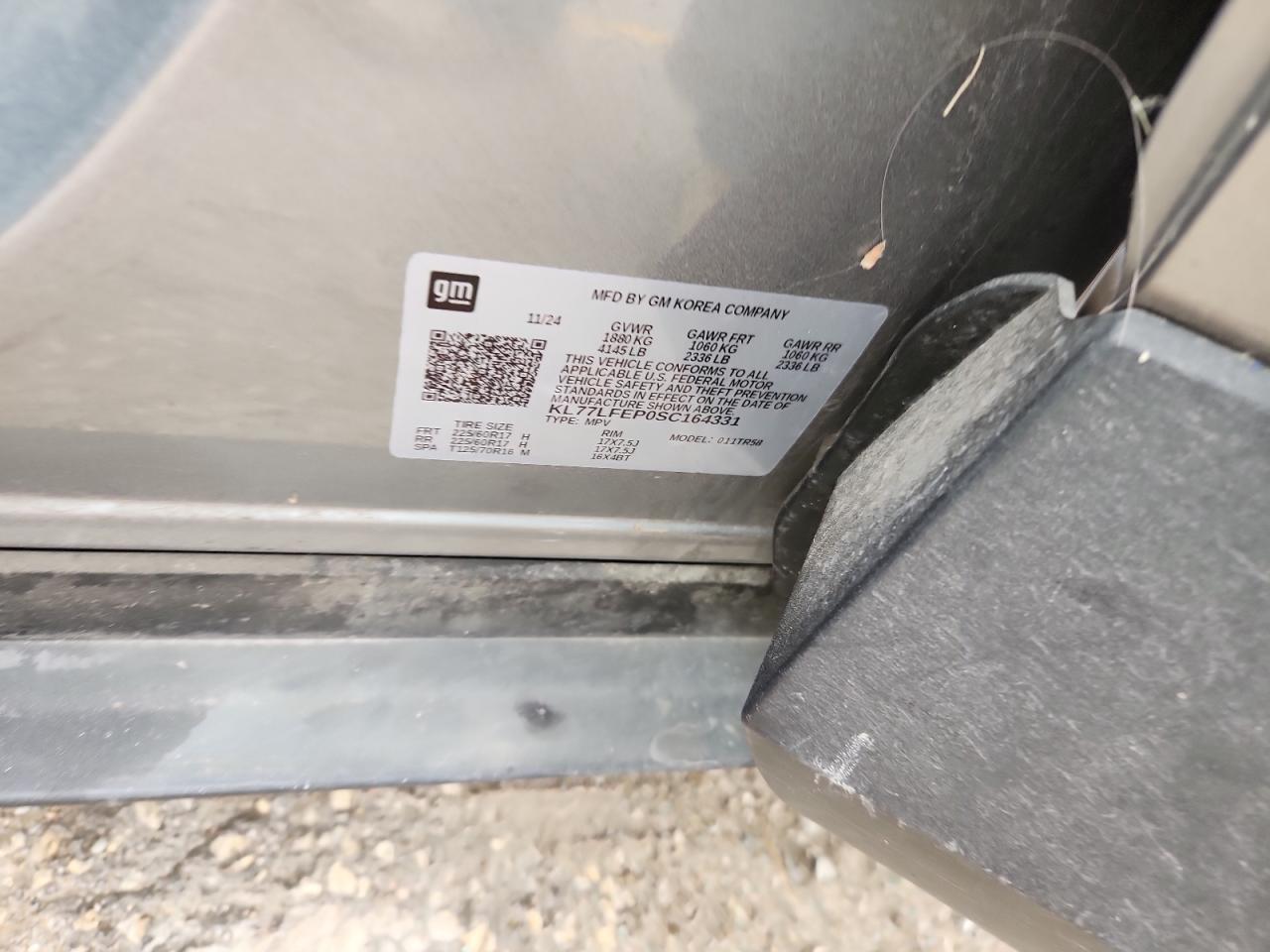 2025 Chevrolet Trax Ls VIN: KL77LFEP0SC164331 Lot: 85545355