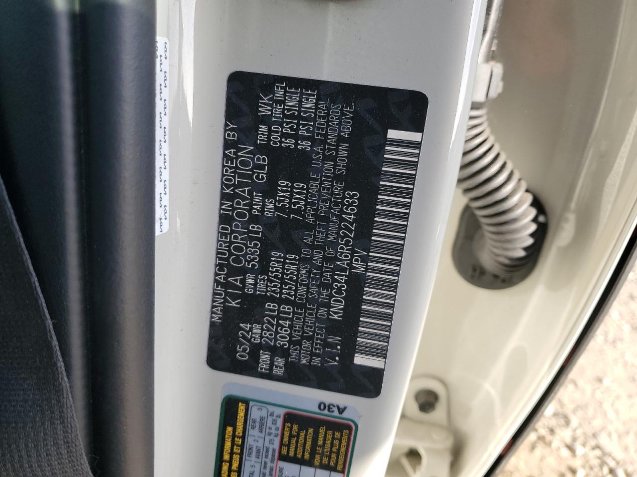 2024 Kia Ev6 Light VIN: KNDC34LA6R5224633 Lot: 90911115