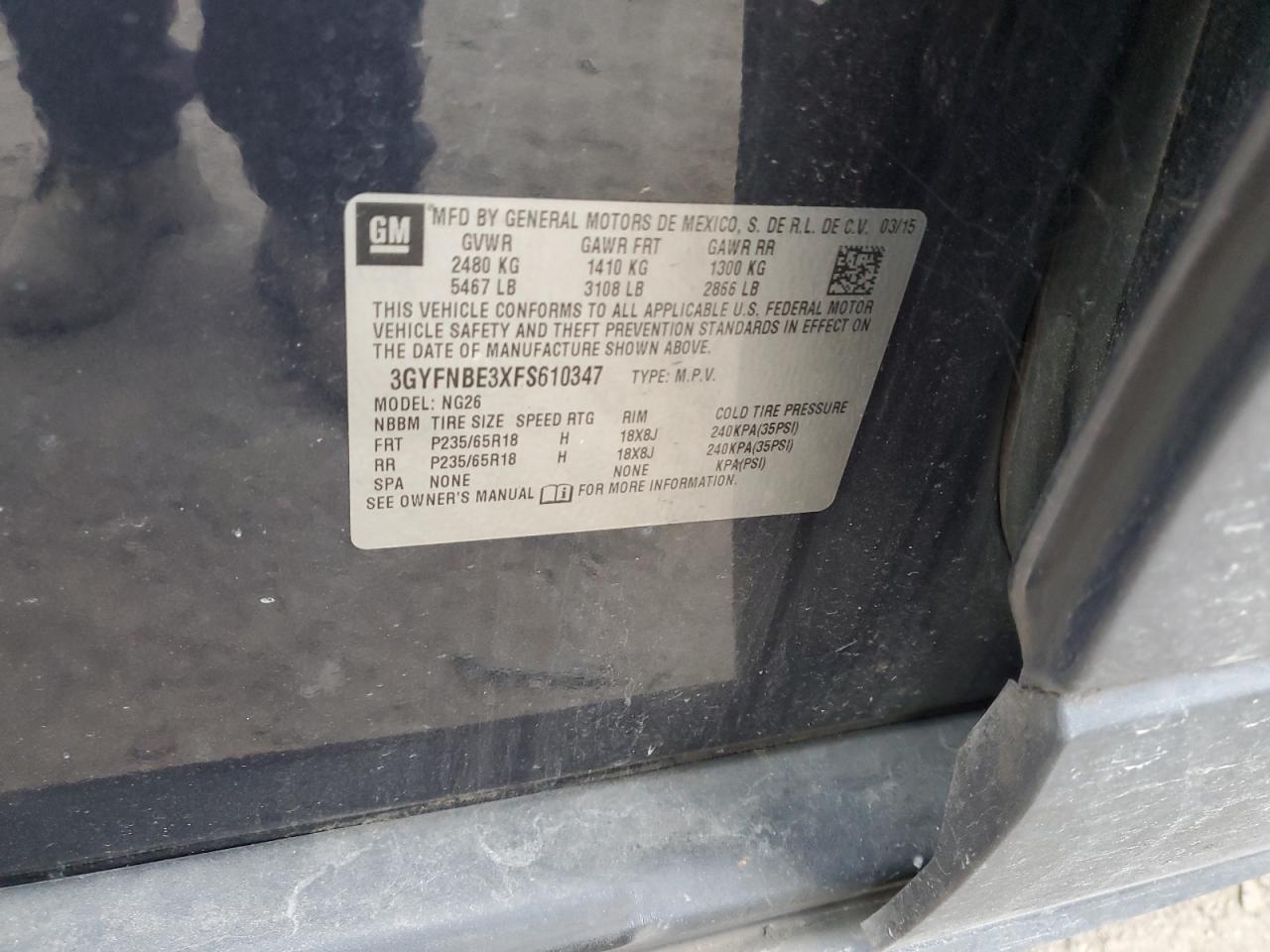 2015 Cadillac Srx Luxury Collection VIN: 3GYNFBE3XFS610347 Lot: 89700305