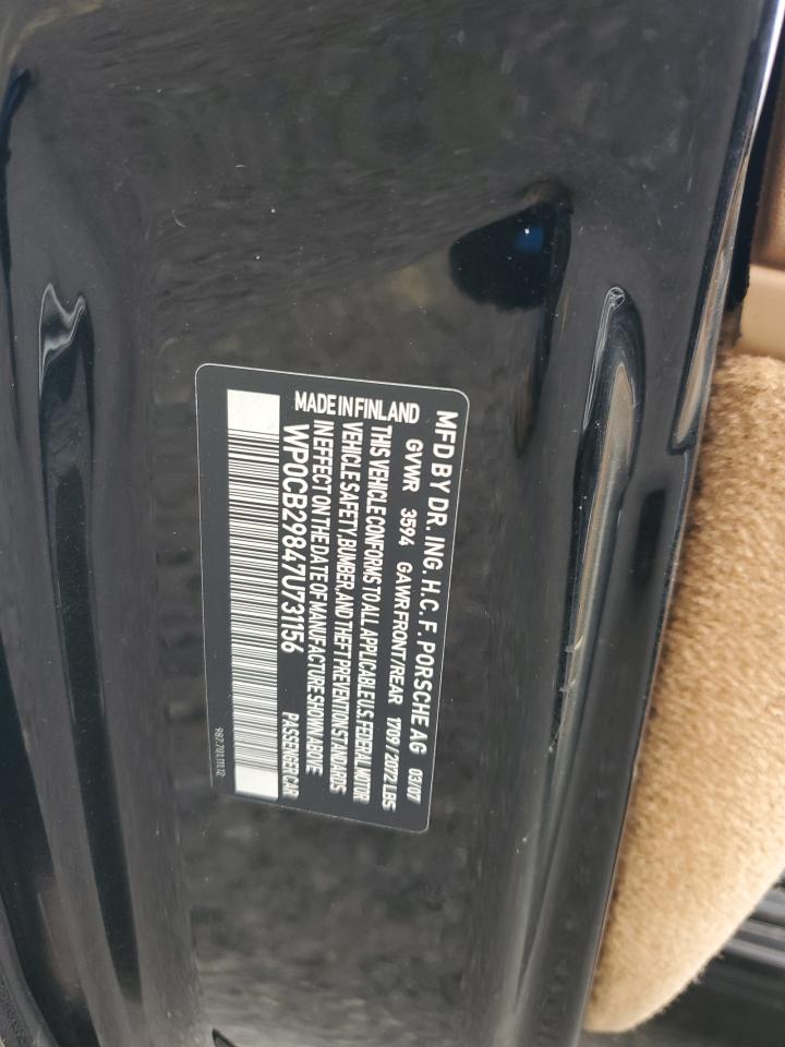 2007 Porsche Boxster S VIN: WP0CB29847U731156 Lot: 91078405