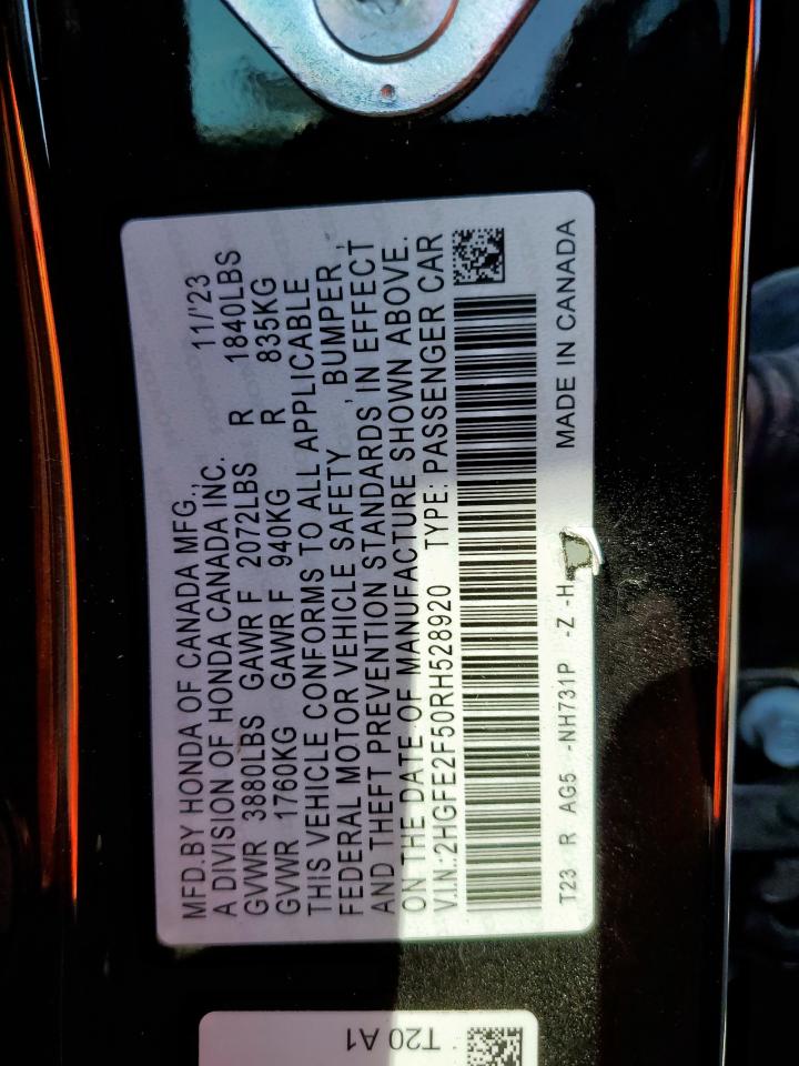 2024 Honda Civic Sport VIN: 2HGFE2F50RH528920 Lot: 84908675