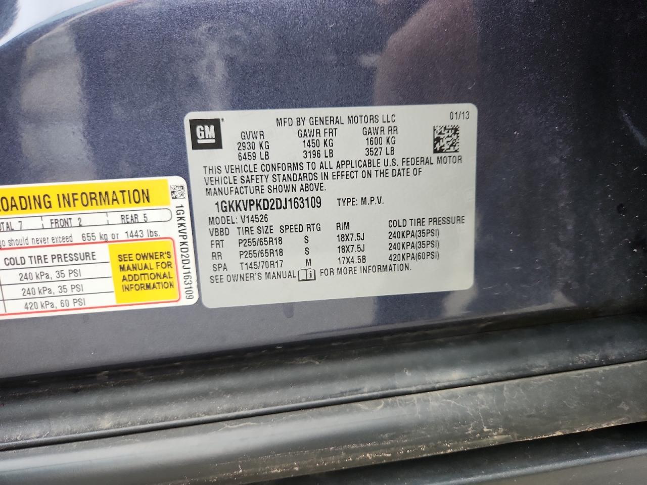 2014 GMC Acadia Sle VIN: 1GKKVPKD2DJ163109 Lot: 82265425