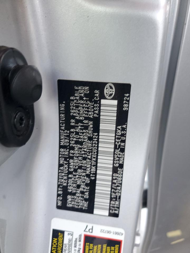 2012 Toyota Camry Se VIN: 4T1BK1FKXCU523424 Lot: 84252415