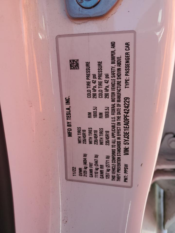 2023 Tesla Model 3 VIN: 5YJ3E1EA0PF424229 Lot: 82600345